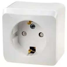 Розетка Schneider Electric PA16-004B Этюд 1-ая, с заземлением, со шторками, наружная, 16 А, 250 В, 3680 Вт, IP20, в сборе (белая)