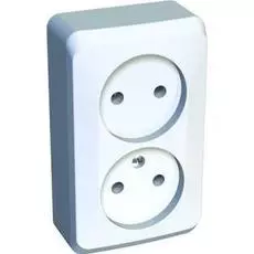 Розетка Schneider Electric PA16-005B Этюд 2-ая, без заземления, без шторок, наружная,16 А, 250 В, 3680 Вт, IP20, в сборе (белая)