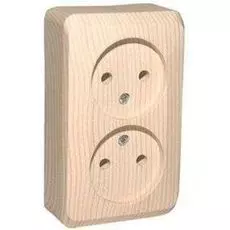 Розетка Schneider Electric PA16-005D Этюд 2-ая без заземления, без шторок, наружная,16 А, 250 В, 3680 Вт, IP20, в сборе (сосна)