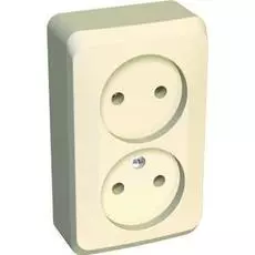 Розетка Schneider Electric PA16-005K Этюд 2-ая, без заземления, без шторок, наружная,16 А, 250 В, 3680 Вт, IP20, в сборе (кремовая)