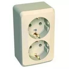 Розетка Schneider Electric PA16-007K Этюд 2-ая, с заземлением, без шторок, наружная,16 А, 250 В, 3680 Вт, IP20, в сборе (кремовая)