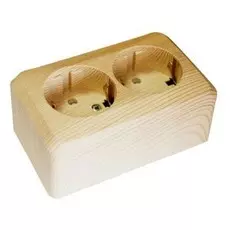 Розетка Schneider Electric PA16-008D Этюд 2-ая, с заземлением, со шторками, наружная,16 А, 250 В, 3680 Вт, IP20, в сборе (сосна)