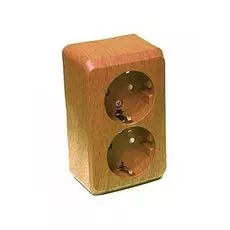 Розетка Schneider Electric PA16-008T Этюд 2-ая, с заземлением, со шторками, наружная, 16 А, 250 В, 3680 Вт, IP20, в сборе (темный бук)