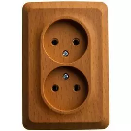 Розетка Systeme Electric PA16-105T 2-ая угловая б/з без шторок 16А 250B бук