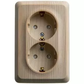 Розетка Schneider Electric PA16-108D 2-ая угловая с/з со шторками 16А 250B сосна