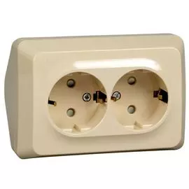 Розетка Schneider Electric PA16-108K 2-ая угловая с/з со шторками 16А 250B крем