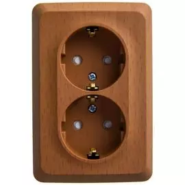 Розетка Systeme Electric PA16-108T 2-ая угловая с/з со шторками 16А 250B бук