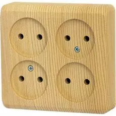 Розетка Schneider Electric PA16-205D Этюд 4-ая, без заземления, без шторок, наружная, 16 А, 250 В, 3680 Вт, IP20, в сборе (сосна)