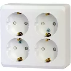 Розетка Schneider Electric PA16-208B Этюд 4-ая, с заземлением, со шторками, наружная, 16 А, 250 В, 3680 Вт, IP20, в сборе (белая)