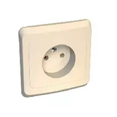 Розетка Systeme Electric PC16-002K Этюд 1-ая скрытая, без заземления, со шторками, 16 А, 250 В, IP20, в сборе (кремовая)
