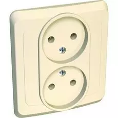 Розетка Schneider Electric PC16-005K Этюд 2-ая скрытая, без заземления, без шторок, 16 А, 250 В, IP20, в сборе (кремовая)