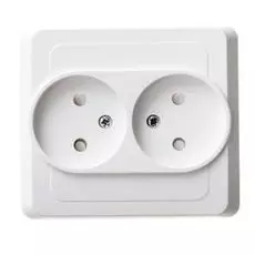 Розетка Schneider Electric PC16-006B Этюд 2-ая скрытая, без заземления, со шторками, 16 А, 250 В, IP20, в сборе (белая)