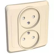 Розетка Systeme Electric PC16-006K Этюд 2-ая скрытая, без заземления, со шторками, 16 А, 250 В, IP20, в сборе (кремовая)