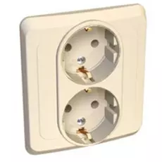 Розетка Schneider Electric PC16-007K Этюд 2-ая скрытая, с заземлением, без шторок, 16 А, 250 В, IP20, в сборе (кремовая)