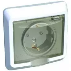 Розетка Schneider Electric PC16-044B Этюд 1-ая с заземлением, со шторками, с крышкой, скрытая, 16 А, 250 В, IP44, в сборе (белая)