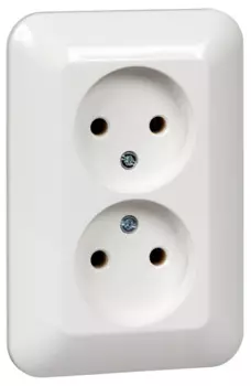 Розетка Schneider Electric RS16-211-BI Wessen Прима внутр 2-ая б/з без шторок 10А (в сборе) белый