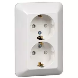 Розетка Schneider Electric RS16-212-BI Wessen Прима внутр 2-ая с/з с защитными шторками 16А (в сборе) белый