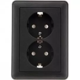 Розетка Systeme Electric RS16-255-68 Wessen 59 2-ая с/з с защитными шторками (в сборе, с рамкой), черный бархат