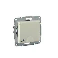 Розетка Schneider Electric SDN3100147 Sedna 1-я с заземлением, с защитными шторками, с крышкой, 16 А,250 В, IP20 (бежевая)