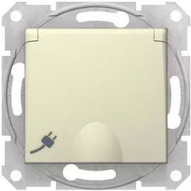 Розетка Schneider Electric SDN3100447 1-ая 16А c з/к, со шторками, с крышкой, быстрозаж. контакты Sedna бежевый