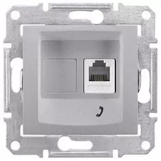 Розетка Schneider Electric SDN4101160 Sedna телефонная 1-ая RJ11, в рамку, IP20 (алюминий)