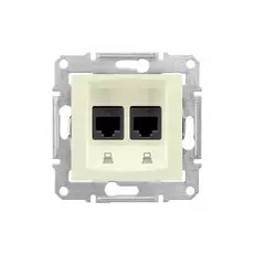 Розетка Schneider Electric SDN4400147 Sedna компьютерная RJ45х2 категория 5e, в рамку, UTP (бежевая)