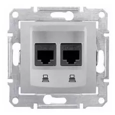 Розетка Schneider Electric SDN4400160 Sedna компьютерная 2-ая RJ45, категория 5e, UTP (алюминий)