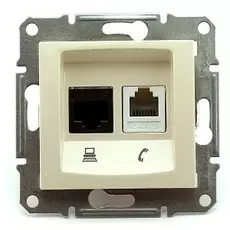 Розетка Schneider Electric SDN5100147 Sedna двойная телефон/компьютер категория 5e, UTP (RJ11+RJ45) (бежевая)