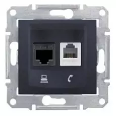 Розетка Schneider Electric SDN5200170 Sedna двойная телефон + компьютер, категория 6, UTP (RJ11+RJ45) (графит)
