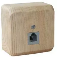 Розетка Systeme Electric TELA-001D Этюд Розетка телефонная, 1-ая, наружная, 1xRJ11, IP20, в сборе (сосна)