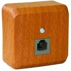 Розетка Systeme Electric TELA-001T Этюд телефонная, 1-ая, наружная, 250 В, 3680 Вт (темный бук)