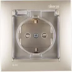 Розетка Simon 1590450-034 Simon 15 Шампань с/з, со шторками, с крышкой, IP44, 16А, 250В, винт.заж.