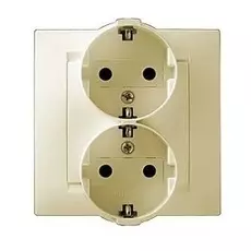 Розетка Simon 1590459-031 Simon 15 Бежевый 2-я с/з литая (в сборе с рамкой)