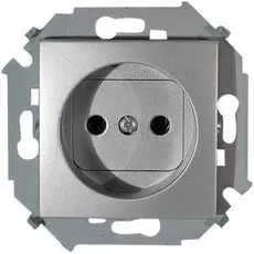 Розетка Simon 1591431-033 Simon 15 Алюминий б/з, 16А, 250В, винт.заж.
