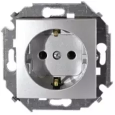 Розетка Simon 1591432-033 Simon 15 Алюминий с/з, 16А, 250В, винт.заж.