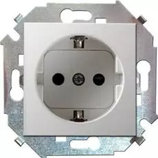 Розетка Simon 1591443-030 Simon 15 Белый с/з, со шторками, 16А, 250В, винтовой зажим
