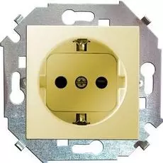 Розетка Simon 1591443-031 Simon 15 Бежевый с/з, со шторками, 16А, 250В, винт.заж.