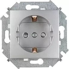 Розетка Simon 1591443-033 Simon 15 Алюминий с/з, со шторками, 16А, 250В, винт.заж.