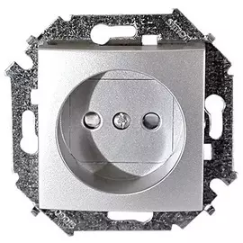 Розетка Simon 1591444-033 Simon 15 Алюминий б/з, со шторками, 16А, 250В, винт.заж.