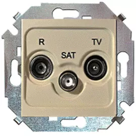 Розетка Simon 1591466-034 Simon 15 Шампань R-TV-SAT одиночная, винт.заж.