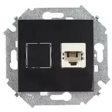 Розетка Simon 1591480-032 Simon 15 Чёрный ТЛФ 1-я RJ11, винт.заж.