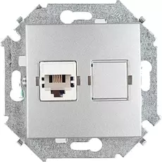 Розетка Simon 1591480-033 Simon 15 Алюминий ТЛФ 1-яRJ11, винт.заж.