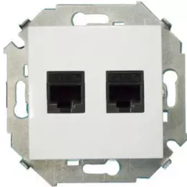 Розетка Simon 1591552-030 компьютерная двойная 2xRJ45 кат.5e (AMP), белый