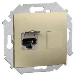 Розетка Simon 1591563-034 компьютерная RJ45 кат.6A (АМР, FTP), шампань