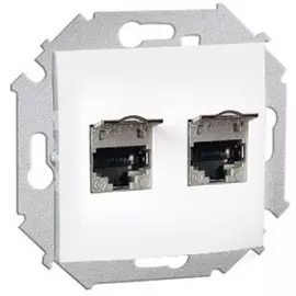 Розетка Simon 1591564-030 компьютерная двойная 2хRJ45 кат.6A (АМР, FTP), белый