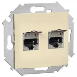 Розетка Simon 1591564-031 компьютерная двойная 2хRJ45 кат.6A (АМР, FTP), слоновая кость