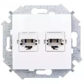 Розетка Simon 1591589-030 Simon 15 Белый ТЛФ 2-я RJ11, винт.заж.