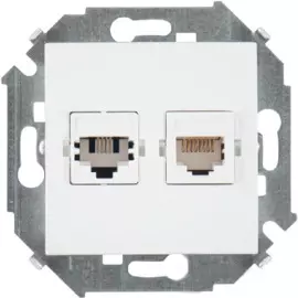 Розетка Simon 1591590-030 Simon 15 Белый ТЛФ + комп (RJ11+RJ45 кат.5е)