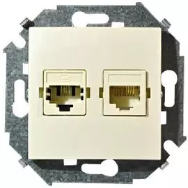 Розетка Simon 1591590-031 Simon 15 Бежевый ТЛФ + комп (RJ11+RJ45 кат.5е)