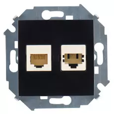 Розетка Simon 1591590-032 Simon 15 Чёрный ТЛФ + комп (RJ11+RJ45 кат.5е)